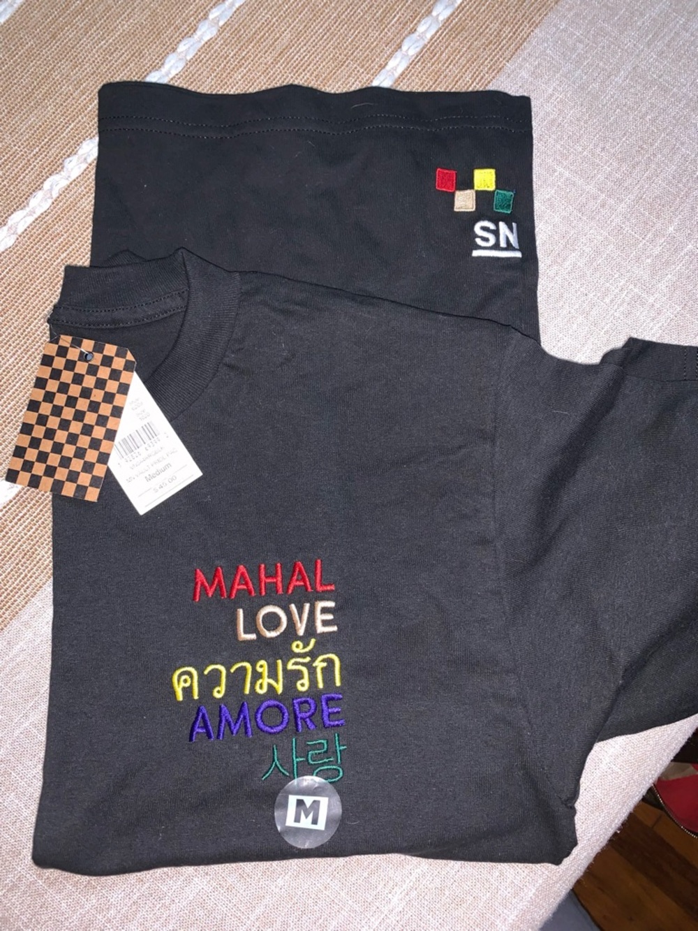 Vans Vault Pride Black Tee with Multilingual 'Love' Embroidery in Rainbow Colors